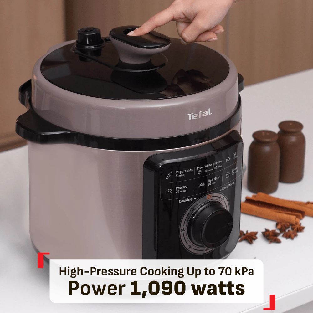 Tefal 6L Effi Cook Multicooker (Pressure Cooker) CY2116 | Cook up to 3x faster | Non stick inner pot | Pre-set timer