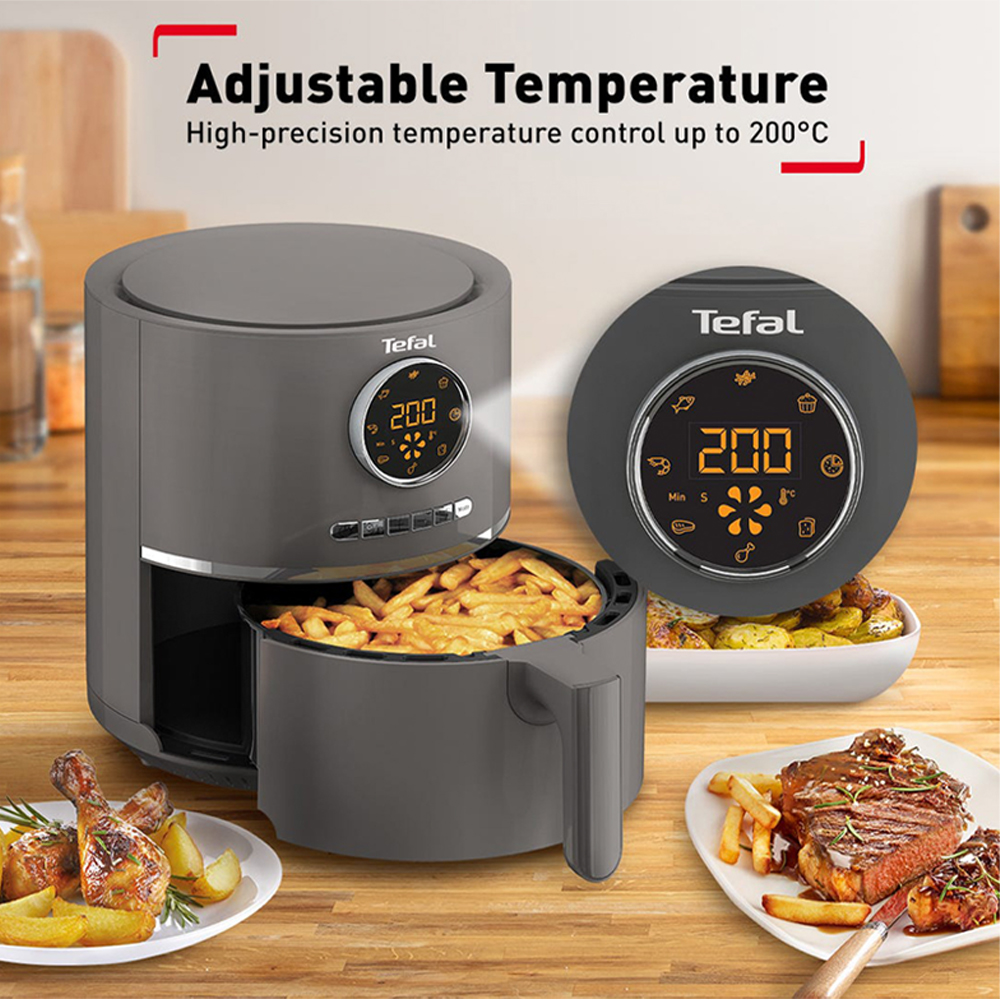Tefal 4.2L Ultra Fry Healthy Air Fryer Charcoal EY111B40 | 8 Reset Programs | Timer Up to 60 Minutes | Intuitive Digital Interface