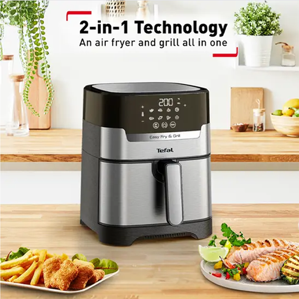Tefal 4.5L Easy Fry & Grill Digital Air Fryer EY505D | 2-in-1 air fryer | Grill technology | Extra Crisp air-frying | Precision touchscreen