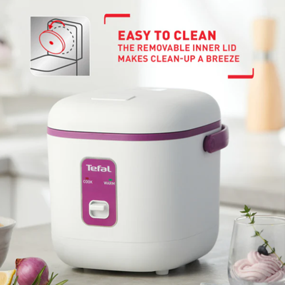 Tefal 0.4L Mini Mechanical Rice Cooker RK172165 | 0.4 L / 2-cup capacity | Non-stick cooking pot | Removable inner lid- Easy to Clean | Compact in size- Easy to Store