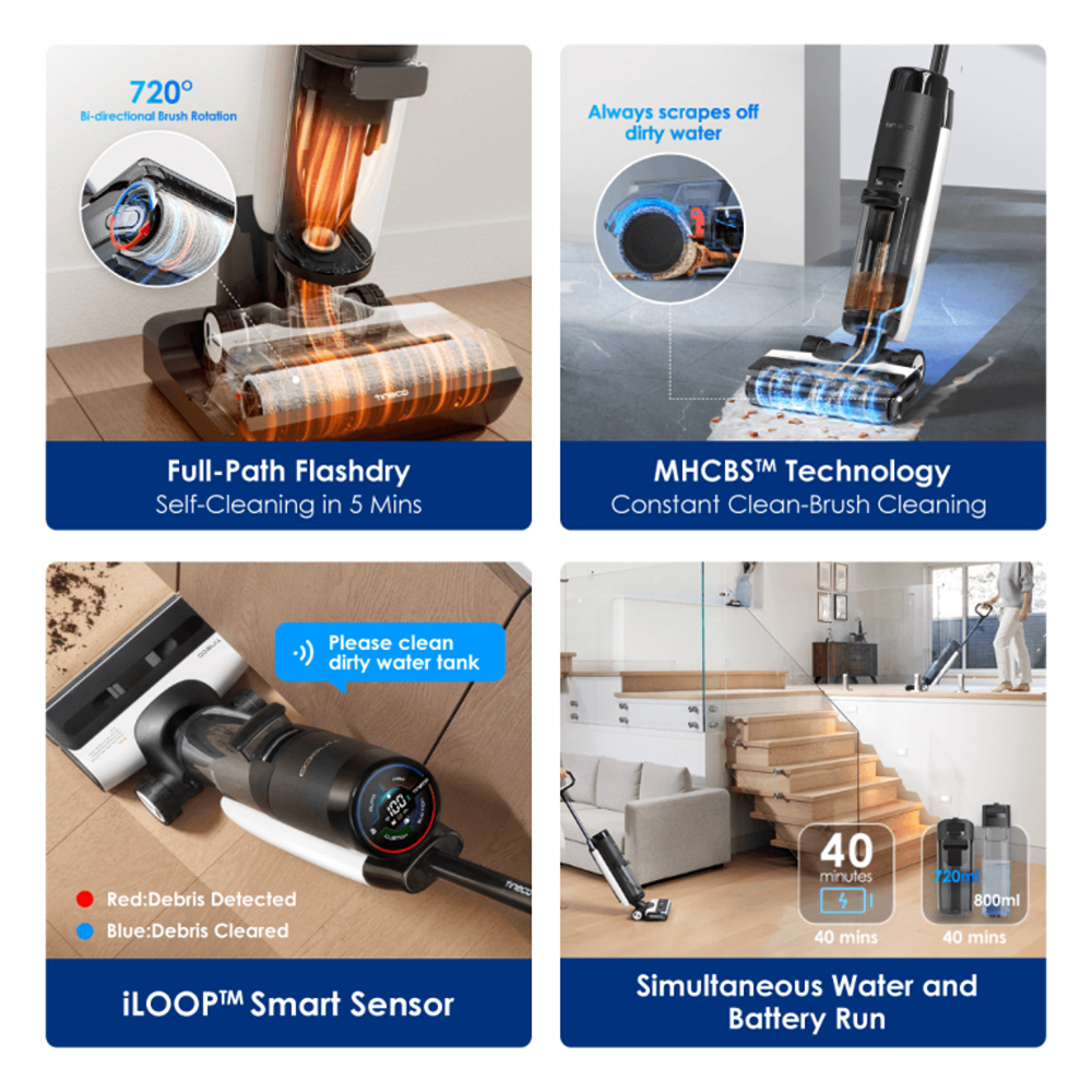 Tineco 30AW Floor One Flash Dry S7 | Display Screen: LED | MHCBS™ technology | iLoop™ smart sensor technology