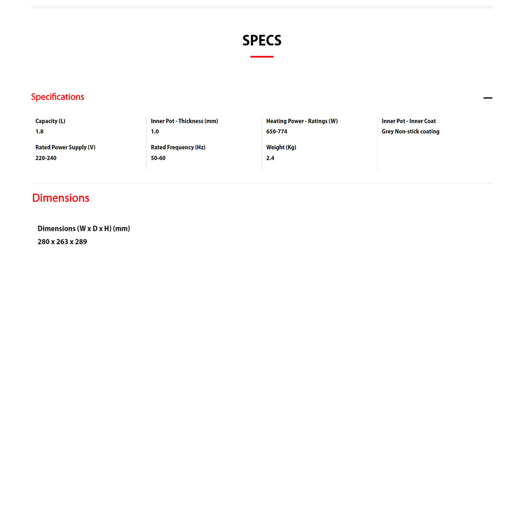 TOSHIBA 1.8L Jar Rice Cooker RC-18JH1NMY | Keep Warm Function Up to 6 Hours | Non Stick Inner Pot | Detachable Cover | Rice Cooker with 1 Year General Warranty