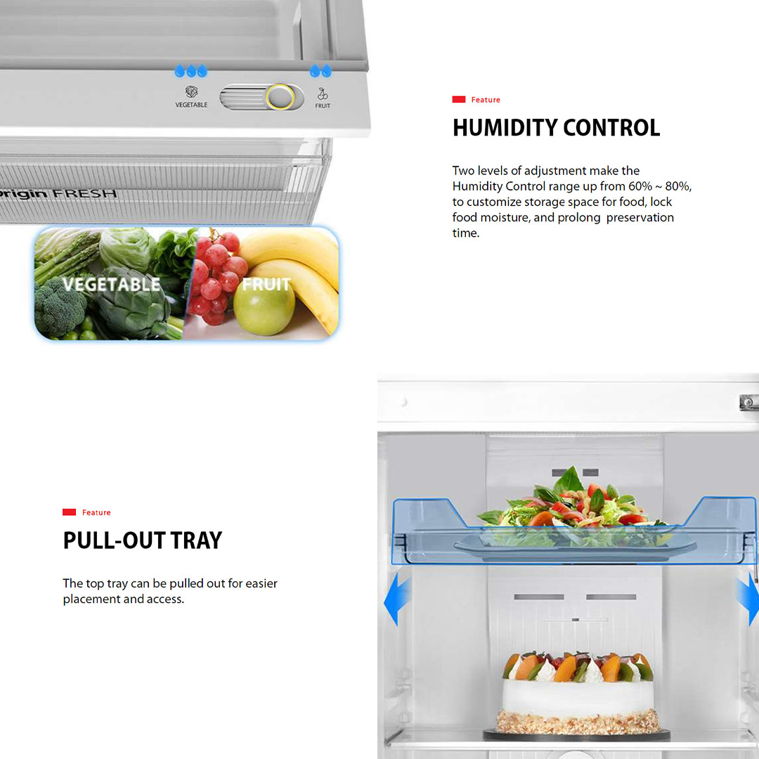 TOSHIBA 360L 2 Doors Inverter Pure BIO Refrigerator GR-RT412WE-PMY(58) | Japanese Weave Design | Multi-Air Flow | Dual LED | Adjustable Glass Shelf | Refrigerator with 2 Years Warranty
