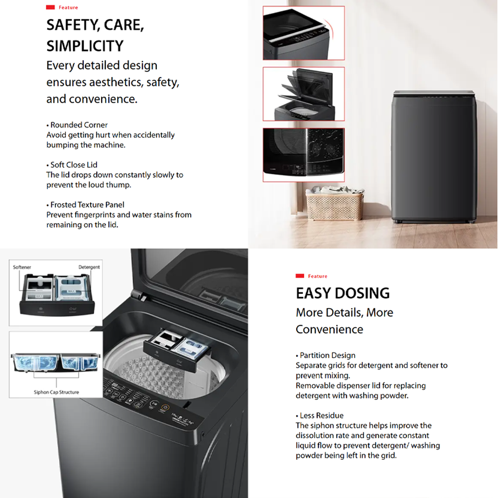 TOSHIBA 19KG AROMA+ UFB Greatwaves Top Load Washing Machine AW-T06DU2000QM(MK) | Ultra Fine Bubble | Origin Inverter