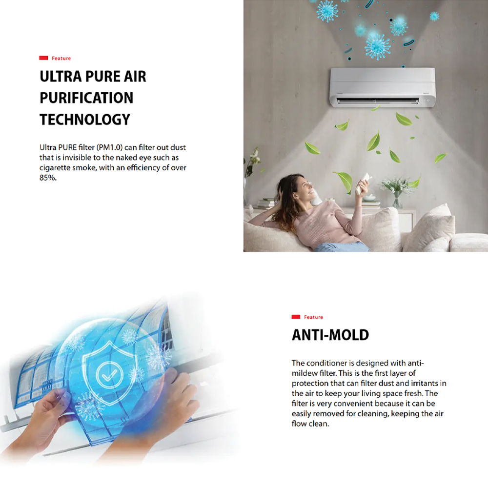 TOSHIBA 1/1.5/2/2.5HPR32 Inverter Air Conditioner B2KCV2G-M | HI Power Fast Cooling | Ultra Pure Air Purification | Save Eco Power