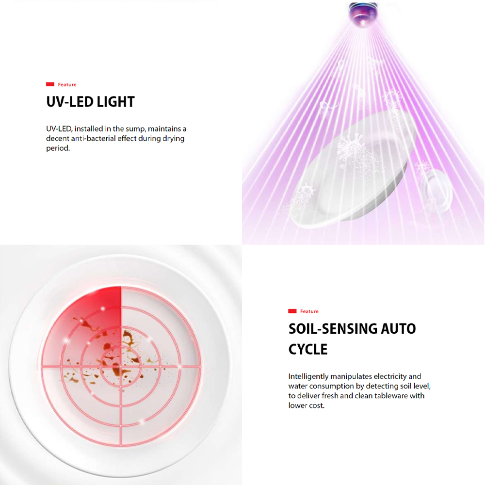 TOSHIBA 15 Place Setting Free Standing Dishwasher DW-15F6(G)-MY | Sliding Tray | 8 Program | Dual Wash Zone