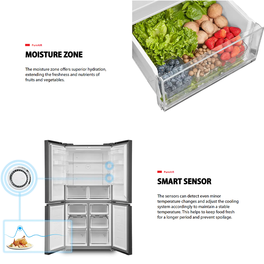 TOSHIBA 530L Multi Doors Origin Inverter IoT Refrigerator GR-RF531WI-PMY(60E) | Smart Control | PUREBIO- Ag+ ion | Smart Sensor