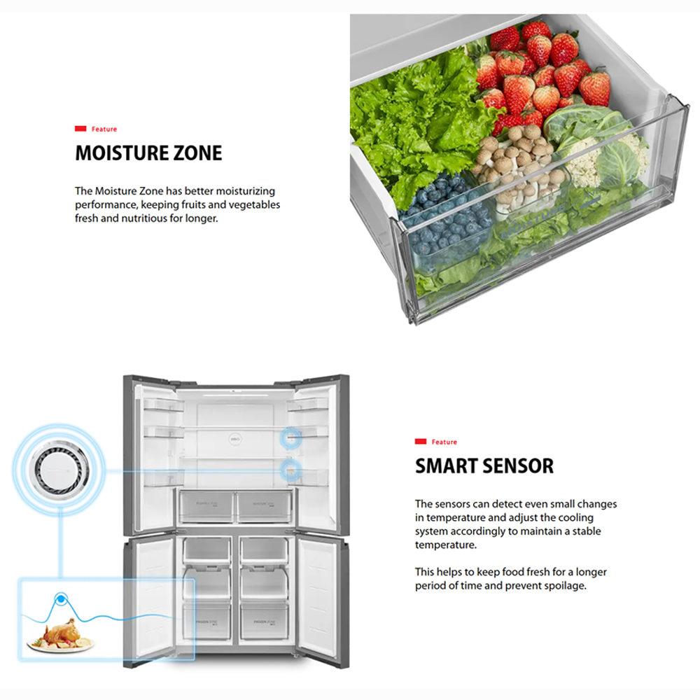 TOSHIBA 530L Multi Doors Origin Inverter IoT Refrigerator Black Glass GR-RF611WI-PGY(22) | PureBIO | TSmartLife Smart Control | Origin Inverter