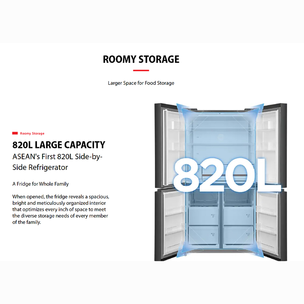 TOSHIBA 820L NaturePURE Multi Doors Origin Inverter Refrigerator GR-RF900WI-PMY(06) | NaturePURE | Roomy Storage | Extra Fresh