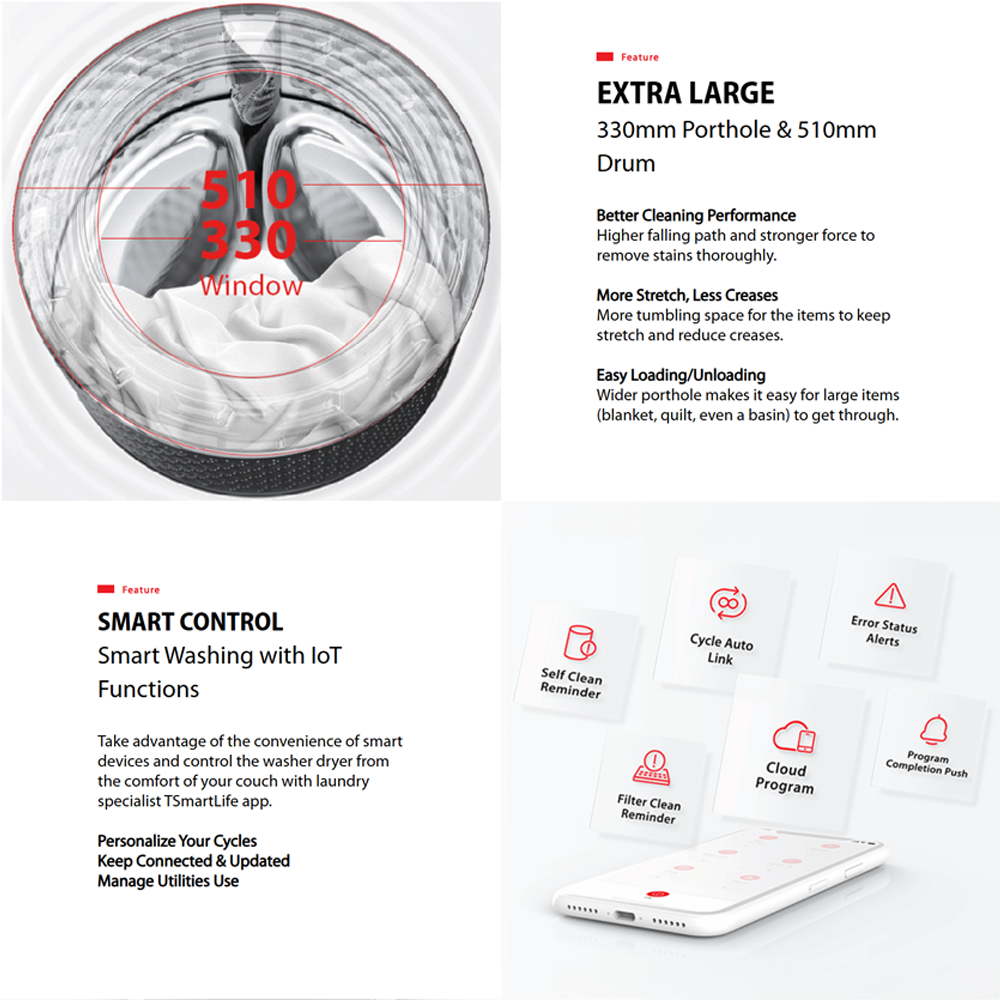 TOSHIBA 7KG/8.5KG AROMA+ Front Load Origin Inverter Washing Machine TW-T21BU80UWM(MG)/TW-T21BU95UWM(MG) | Ultra Fine Bubble | Steam Wash