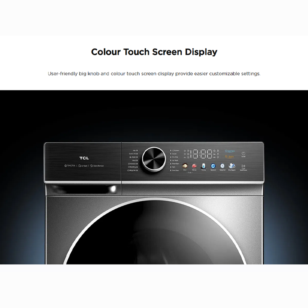 TCL 10.5KG/7KG Inverter Direct Drive Washer Dryer With Full LED Panel TWD105-C31DG | DD Motor | Less Friction More Care