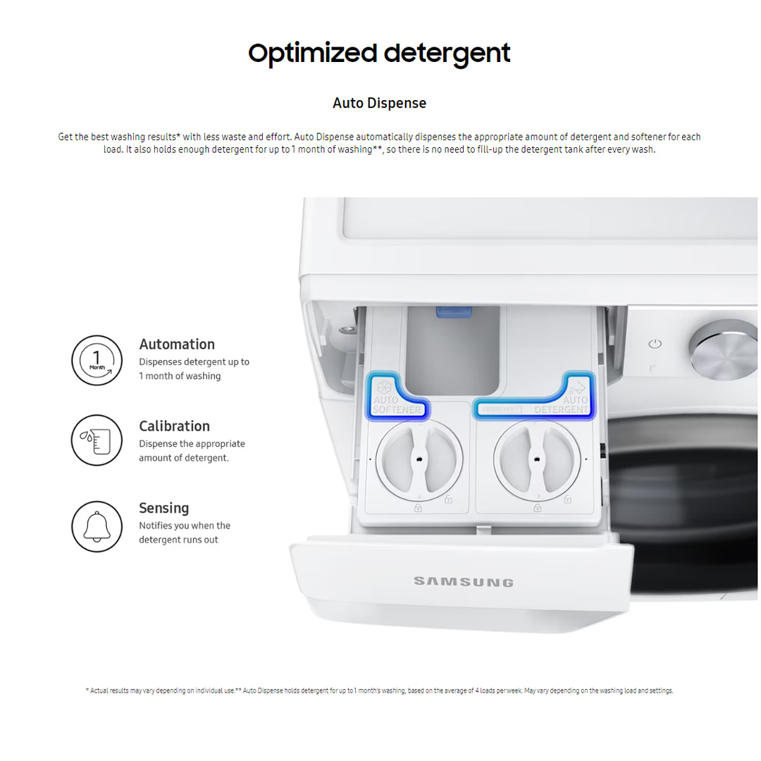 SAMSUNG 10KG Front Load Digital Inverter Washing Machine with Ecobubble WW10T634DLH/FQ | AI Control | Auto Dispense | Eco Bubble™ | Hygiene Steam | Bubble Soak | Washing Machine with 1 Year Warranty