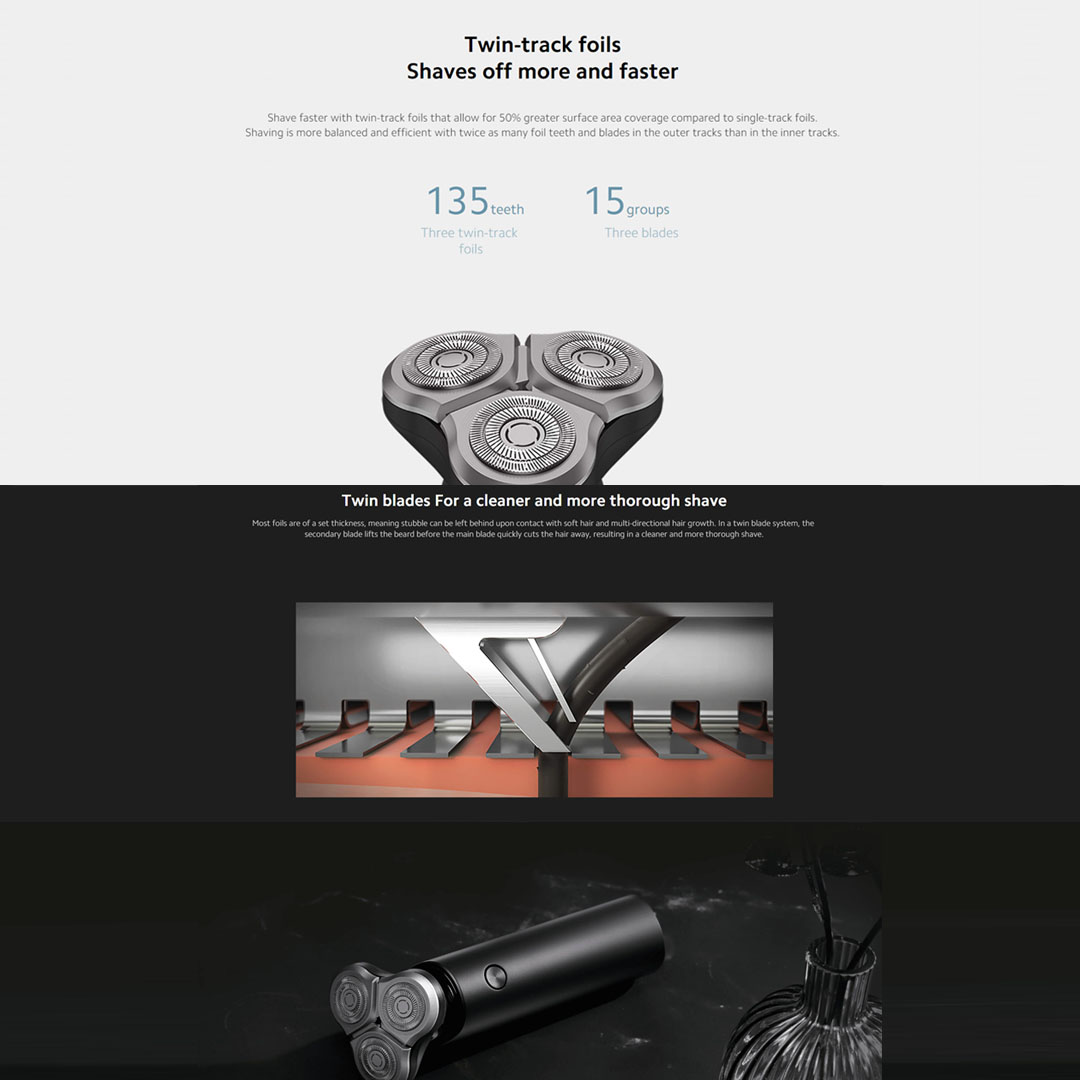 Xiaomi Mi Electric Shaver S500 | IFT Floating Technology Pressure-Relief | Three 360° Floating Shaver-Heads | Type-C Charging | Electric Shaver with 1 Year Warranty
