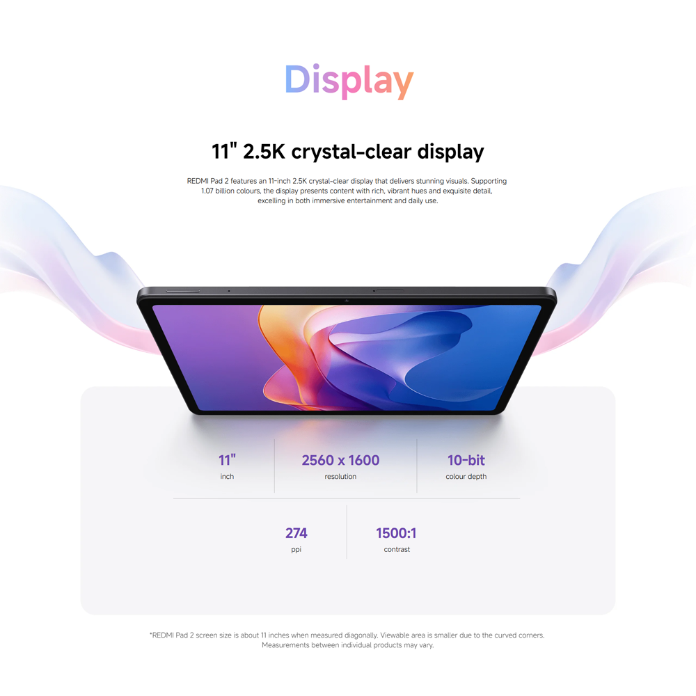 Xiaomi REDMI Pad 2 4GB+128GB | 11" 2.5K crystal-clear display | Advanced Helio G100-Ultra |  9000mAh