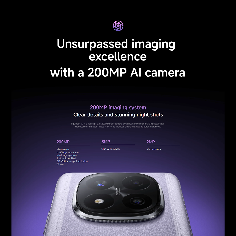 Xiaomi Redmi Note 14 Pro+ 5G | 200MP AI camera | All-Star Durability | Snapdragon® 7s Gen 3 | 120W HyperCharge