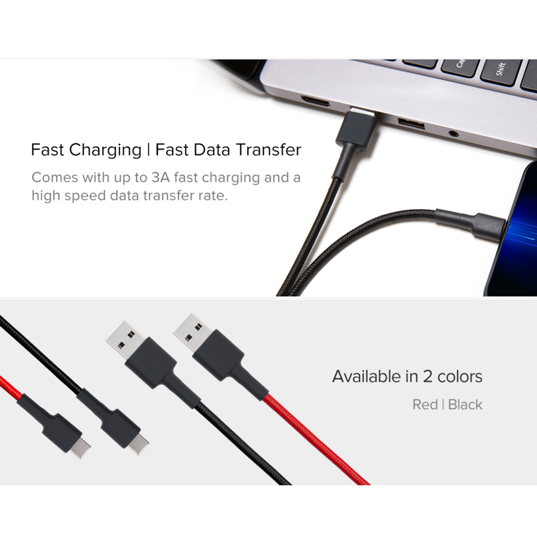 Xiaomi 1m Braided USB Type-C Cable | High-Strength Fiber Braid | Robust and Durable | Fine-Tuned Inside and Out | Cable with 1 Year Warranty