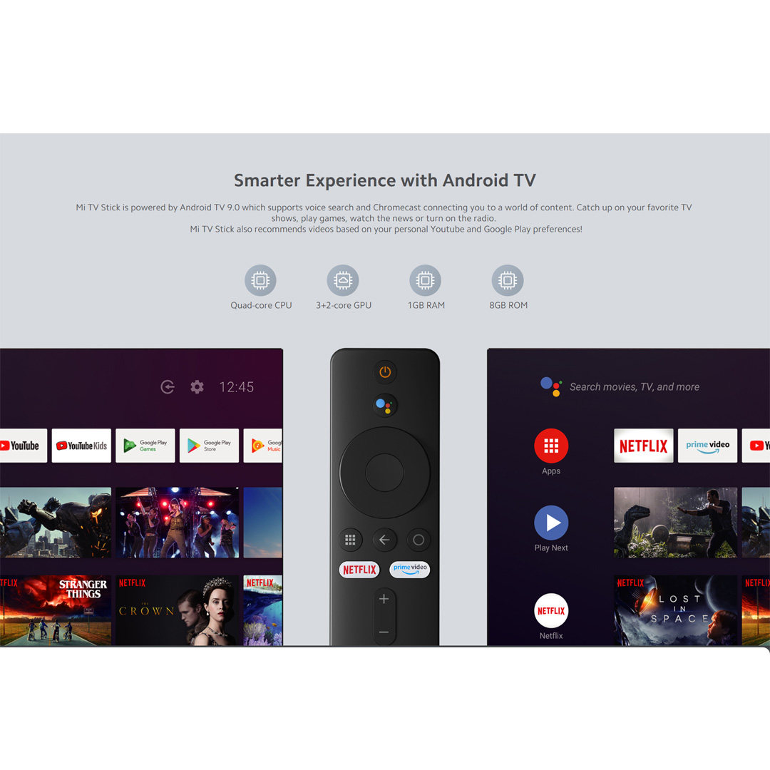 Xiaomi Mi TV Stick | Smart Cast | Premium Surround Sound | Android 9.0 | HDMI | Micro USB | Google Assistant | TV Stick with 1 Year Warranty