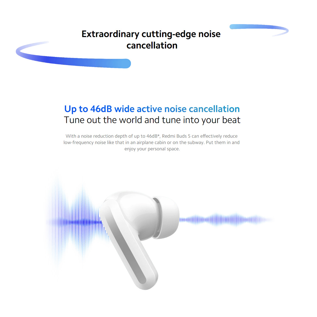 (Pre-Order 20.01.24 - 02.02.24) Xiaomi Redmi Buds 5 | AI Noise Reduction for Calls | Ultimate Hi-Fi Sound | Audio Balance | Earbud with 1 Year Warranty