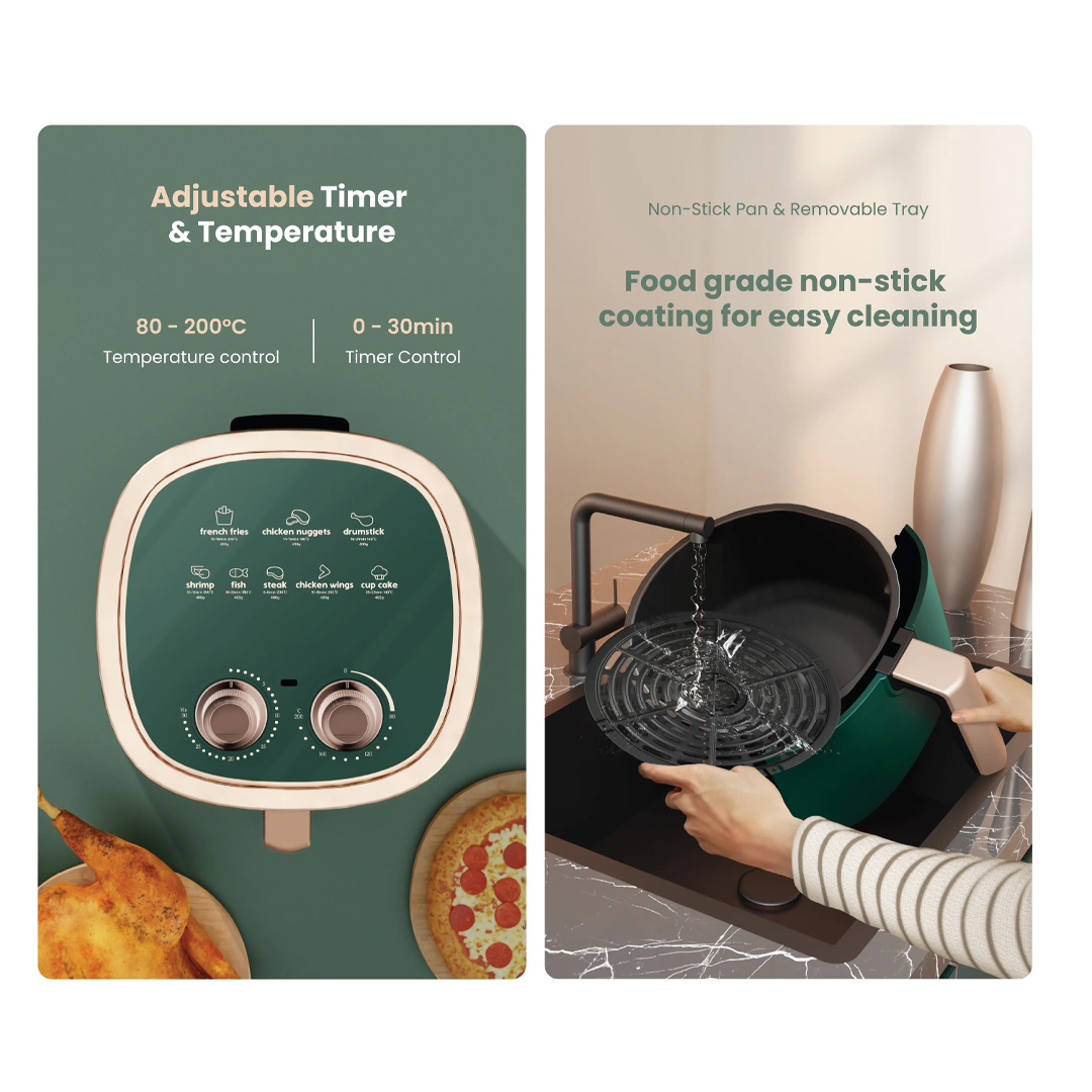 Russell Taylors 4.2L 3D Air Fryer Z1 | 360° Rapid Air Circulation Technology | Non Stick Pan | Temperature 80-200ºC |  Mechanical Control | Auto Shut Off | Power: 1,200W | Air Fryer with 2 Year Warranty