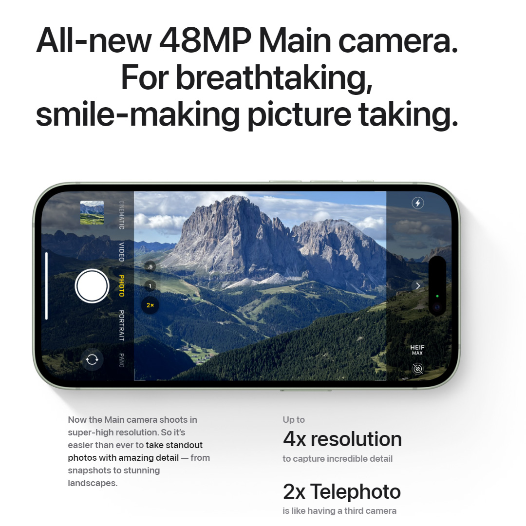 (Pre-Order Start 22.09.2023) Apple iPhone 15 | 6.1" Super Retina XDR OLED Display | 48MP Main Camera | A16 Bionic Chip | USB-Compatible | Crash Detection | Smartphone with 1 Year Warranty