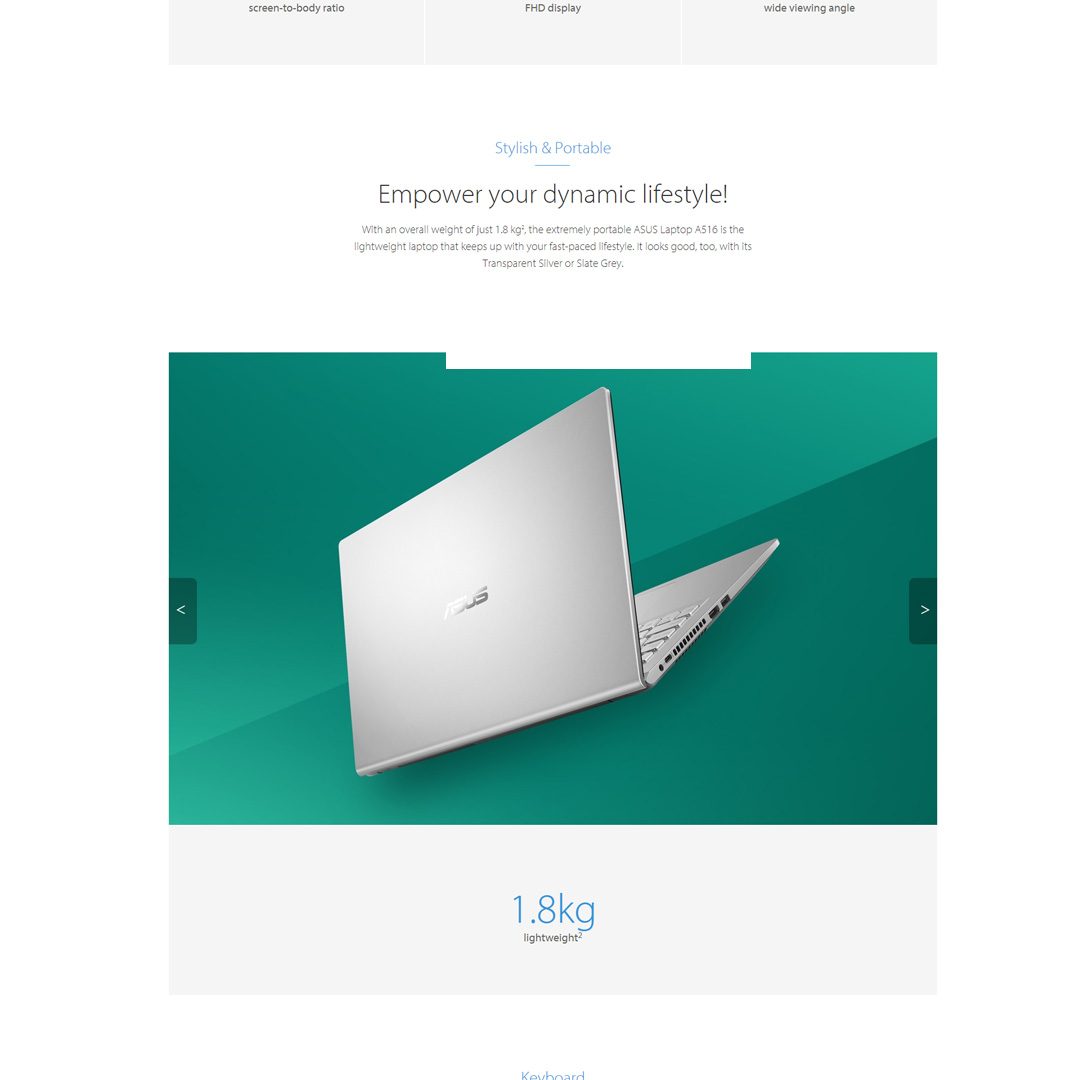 ASUS Laptop 15 A516 Laptop | A516M-ABR646W / 516M-ABR647W | 15.6-inch HD | 4GB+256GB SSD | Intel Celeron N4020 | W11 | Laptop with 2 Year Warranty