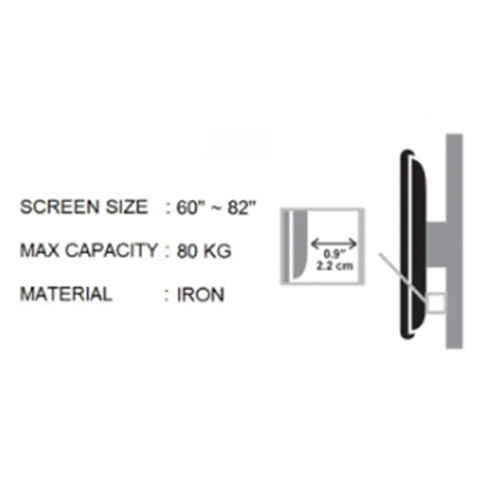 Master D 60"-108" LED TV BRACKET - Wall Mount (TILT) AD-925 | Max Weight: 80 kg | Wall Distance   : 80 mm |
