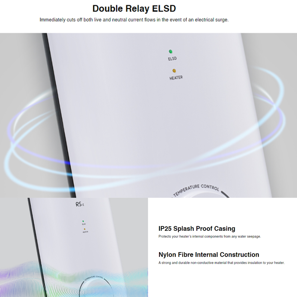 ALPHA 3800W Non-Pump Instant Water Heater RS-E (SHB) | Dual Safety Thermal Protection | Surge Protection | Flow Switch Sensor