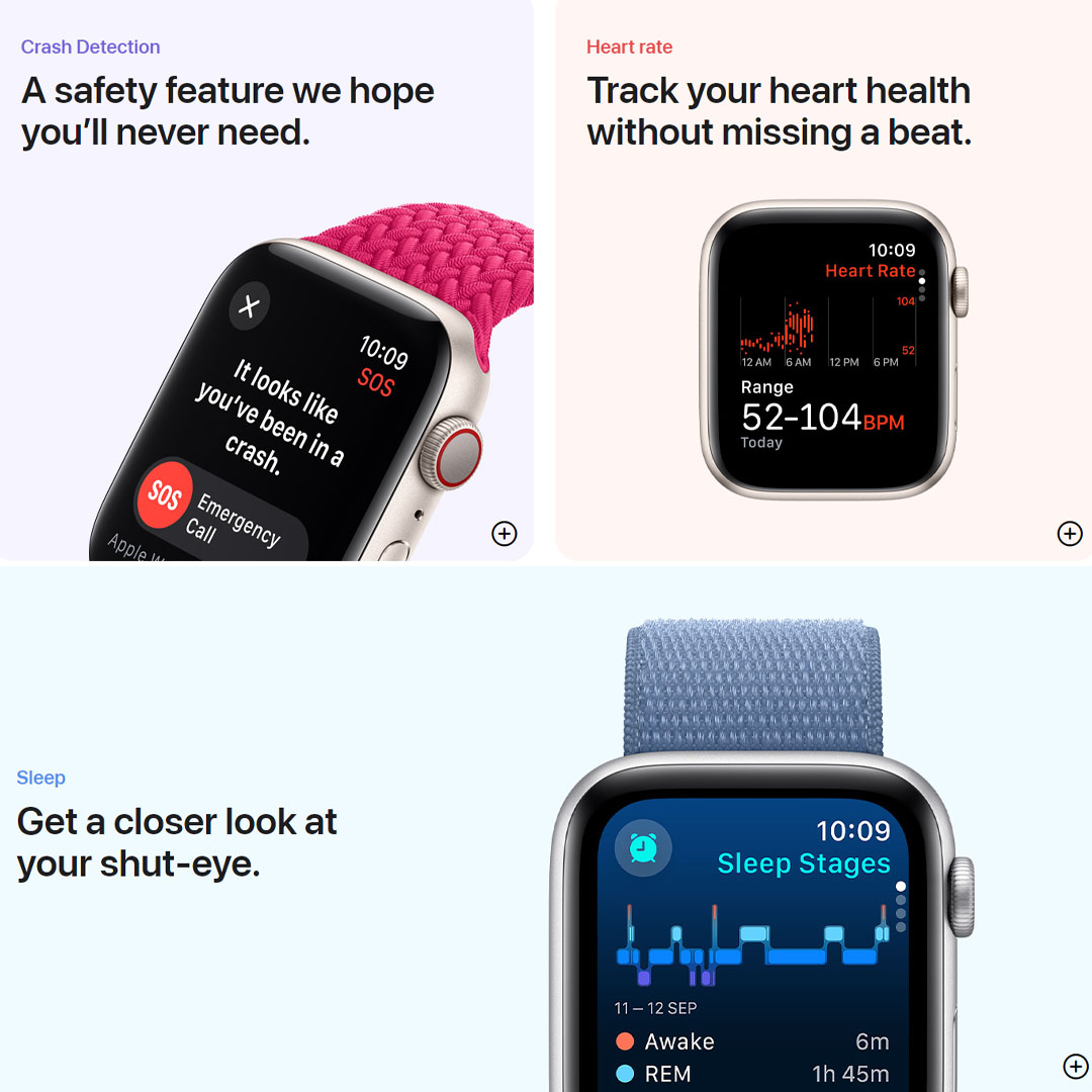 Apple Watch SE (2nd Gen) Starlight Aluminum Case with Starlight Sport Band | Water resistance | Carbon Neutral | Crash Detection | Apple Watch with 1 Year Warranty