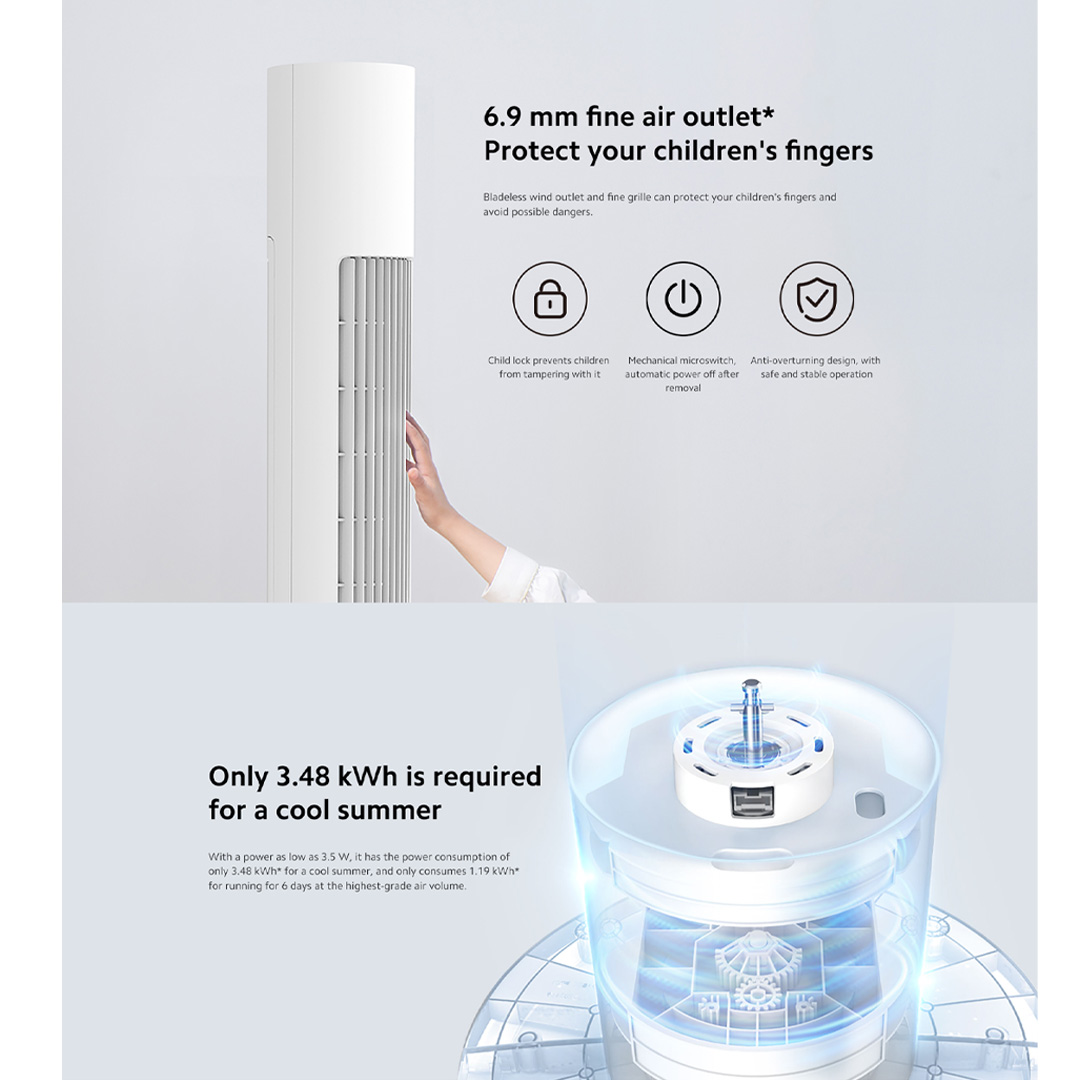 Xiaomi 22W Smart Tower Fan BPTS01DM | Variable Frequency DC Fan | Adjustable Ultra-Wide Angle |  Smart Voice Control | Tower Fan with 1 Year Warranty