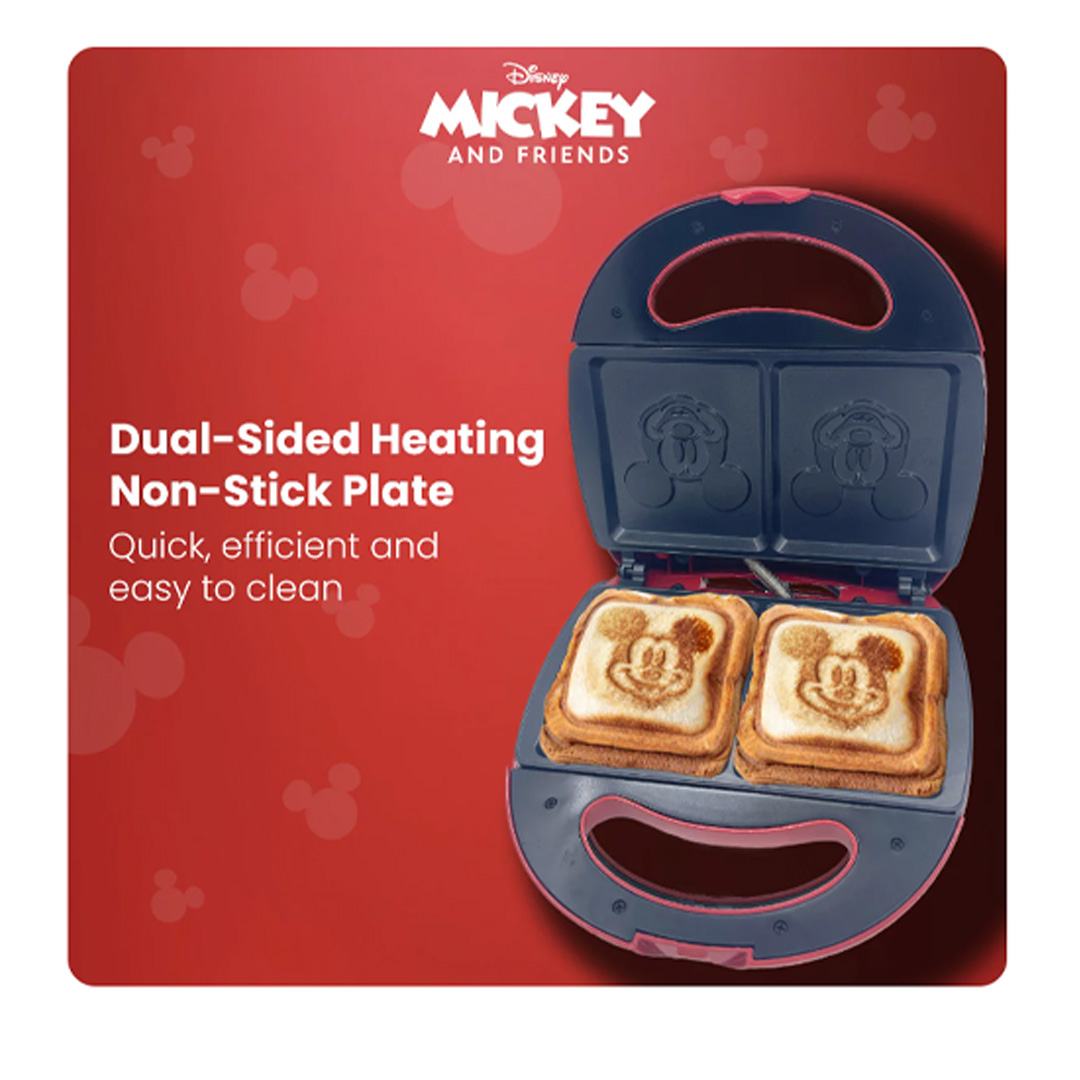 Russell Taylors 2 Slices Disney Mickey And Friends Sandwich Maker D7 | 750W Power | Mickey Mouse Imprinted Toast | Automatic Temperature Control | Sandwich Maker with 2 Year warranty