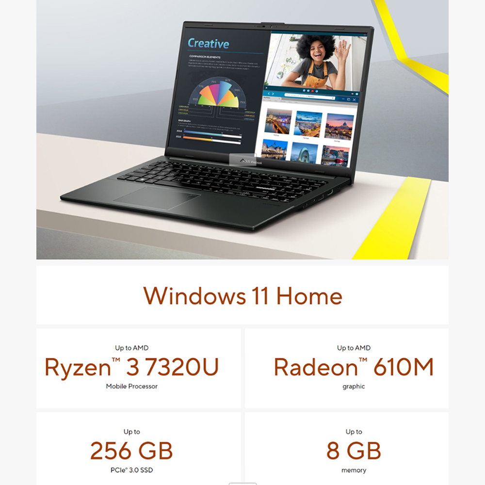 ASUS Vivobook Go 15  Laptop E1504F-ANJ466WS  | System Diagnosis | Function Key Lock | WiFi SmartConnect | 2  Year General Warranty