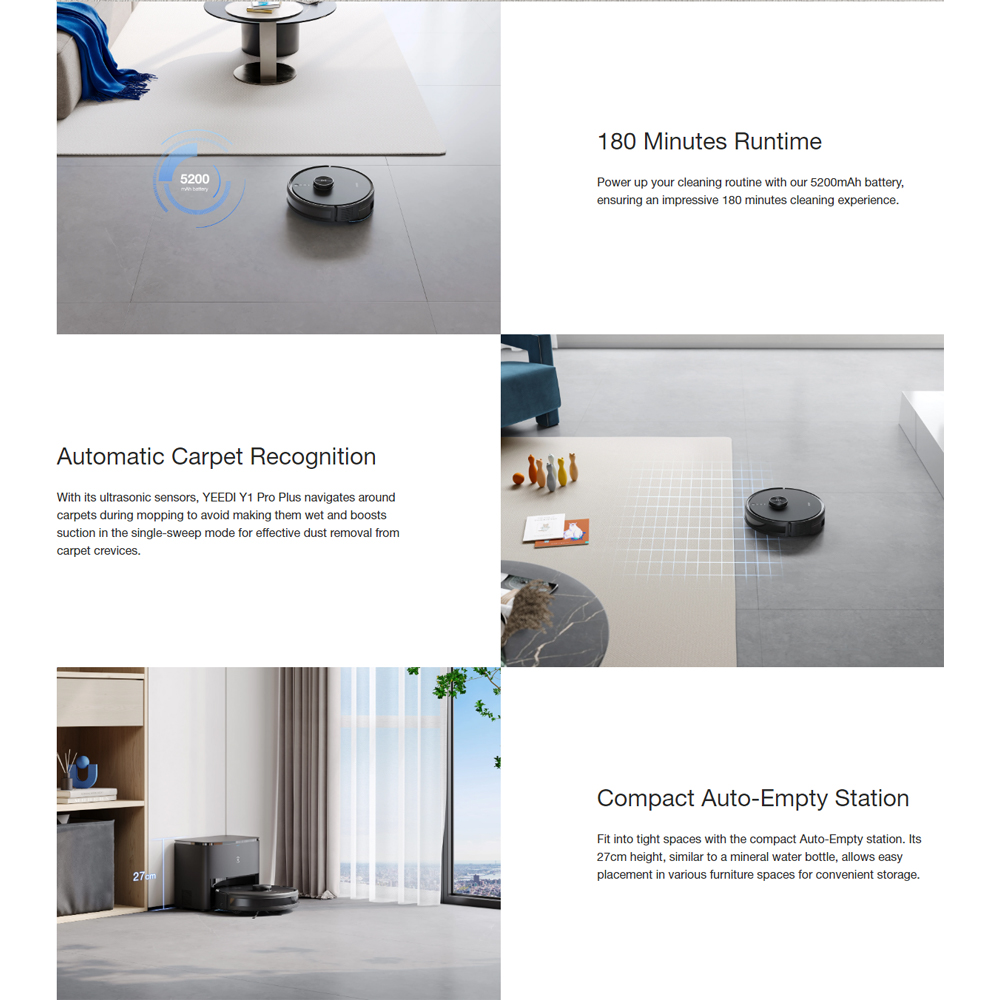 Ecovacs 6500Pa YEEDI PRO PLUS Y1 | 5L large dust bag | 6500Pa suction power | 180 minutes cleaning experience