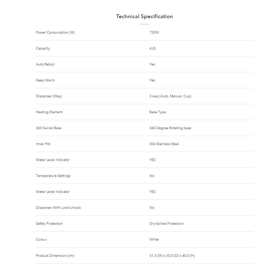 ELBA 4L | 6L Thermo Pot ETP-D4013(WH)/ETP-D6013(WH) | 3 Ways Dispenser | 360 Degree Rotating base | 304 Stainless Steel | Dry-boiled Protection | Thermo Pot with 1 Year Warranty
