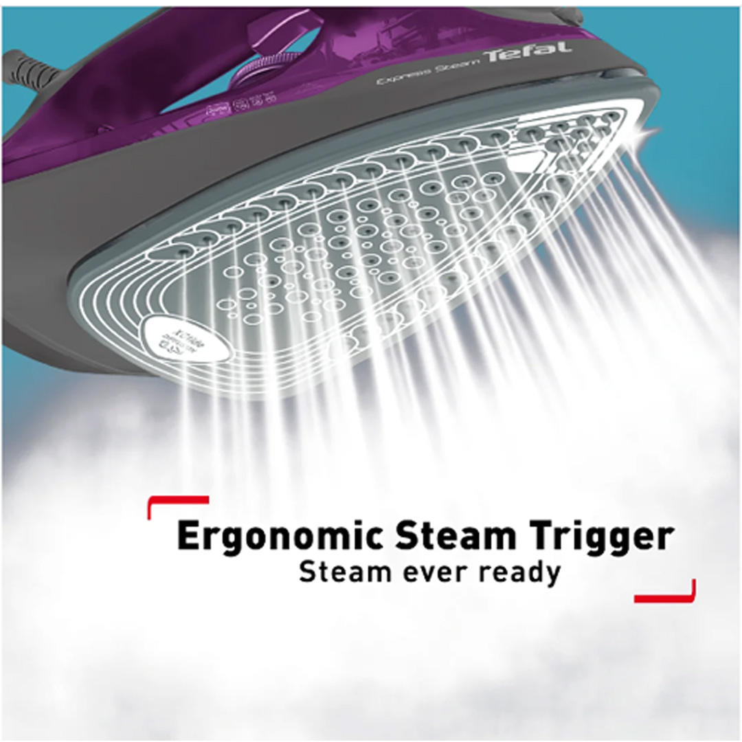 Tefal 2600W Express Steam Steam Iron FV2843 | 210W Steam Boost | 270L Water Tank Capacity | Vertical Steam | Anti-Drip | Steam Iron with 2 Year Warranty