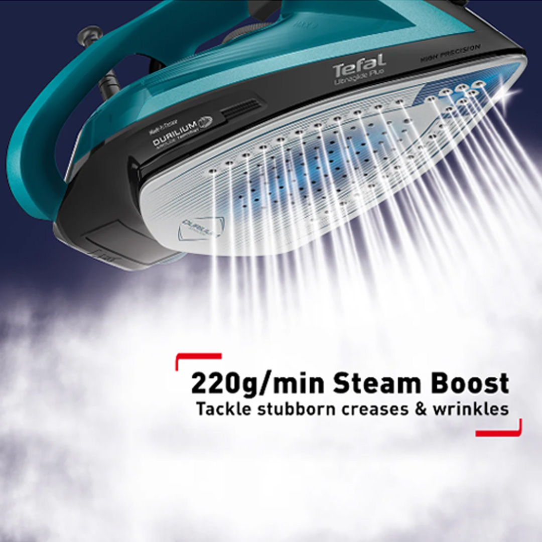 Tefal 2800W Ultraglide+ Steam Iron FV5847 | Vertical Steam | Anti-Drip | Auto-Off | 270 Water Tank Capacity | Spray  | Steam Iron with 2 Year Warranty