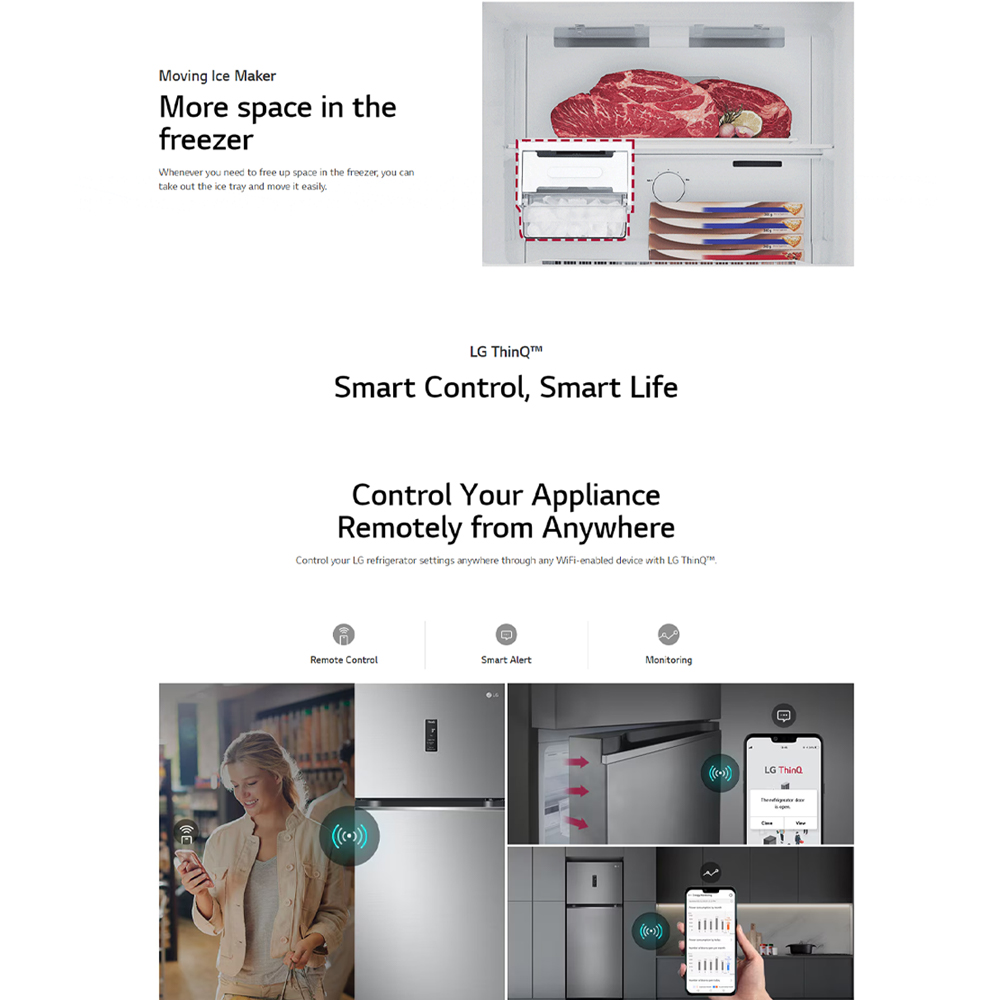 LG 493L 2 Doors Top Mount Smart Inverter Refrigerator GN-B452PBFK / GN-B452PPFK / GN-B452PMFK / GN-B452PQBK | Smart Inverter Compressor | Multi Air Flow | Door Cooling+ | 1 Year General Warranty & 10 Year Motor Warranty