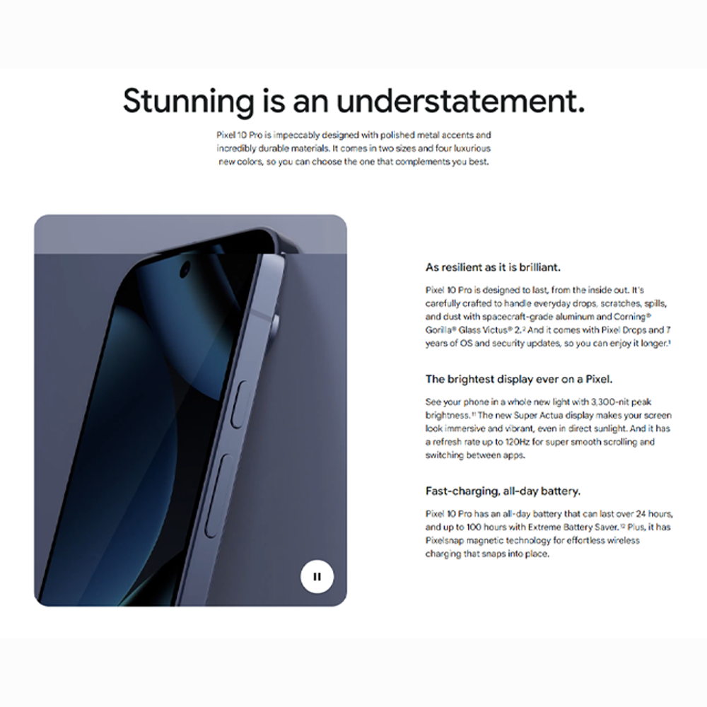 Google Pixel 10 Pro XL | Google Tensor G5 (3 nm) | Fast Charging 45W | Battery 5200mAH | 6.8-inch LTPO OLED Display | 100x Pro Res Zoom