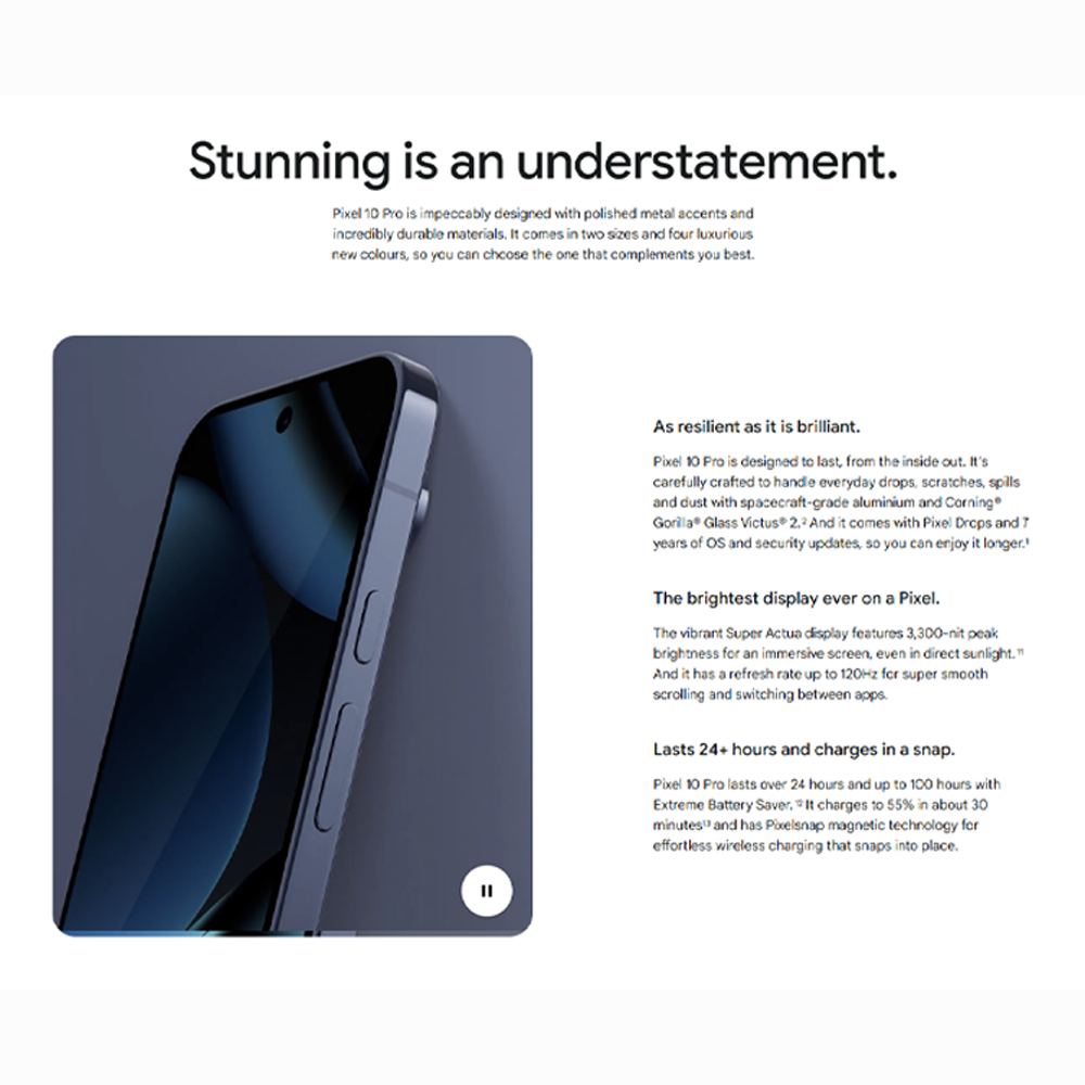 Google Pixel 10 Pro | The most advanced AI on Pixel | 6.3-inch Super Actua display | Pro Res Zoom up to 100x | Next-gen chip for peak AI performance