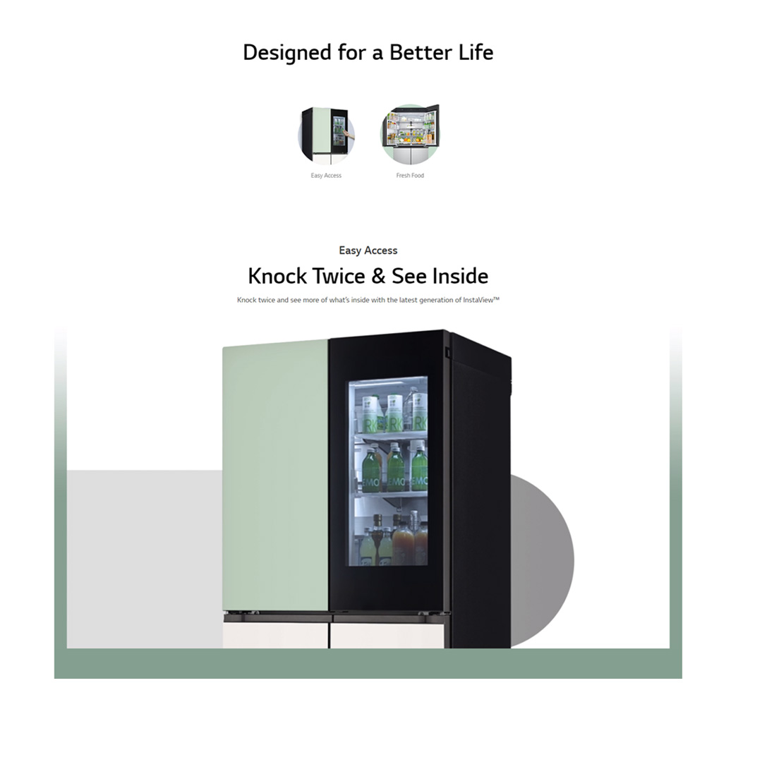 LG 617L Multi Doors with InstaView & Door-in-Door Smart Inverter Refrigerator GR-A24FQSMB | LINEAR Cooling | DoorCooling | Extra Space | Refrigerator with 1 Year Warranty