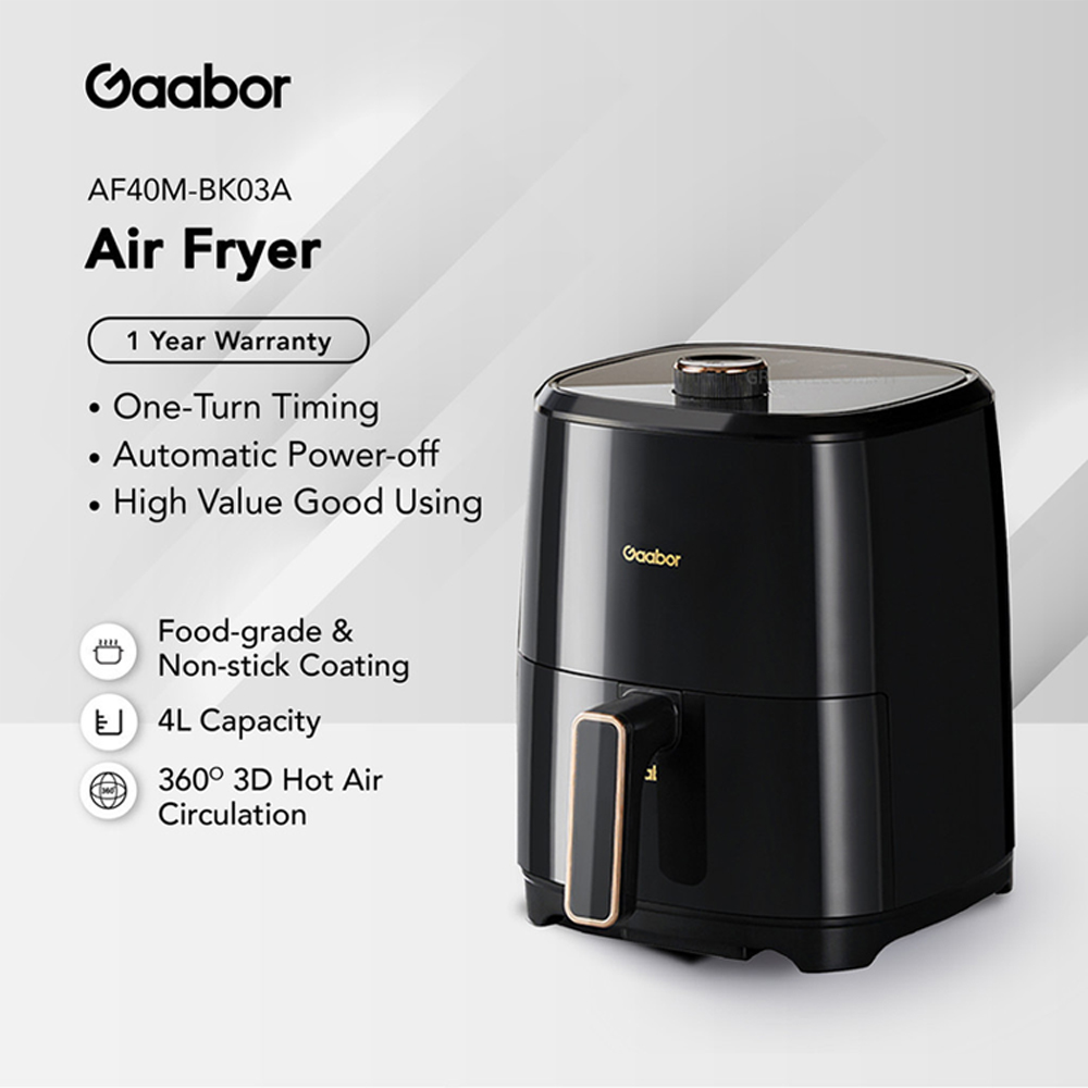 Gaabor 4L Air Fryer Parameters AF40M-BK03A | 360° Circulating Hot Air | One-Turn Timing | Easy to Clean | 1  Year General Warranty