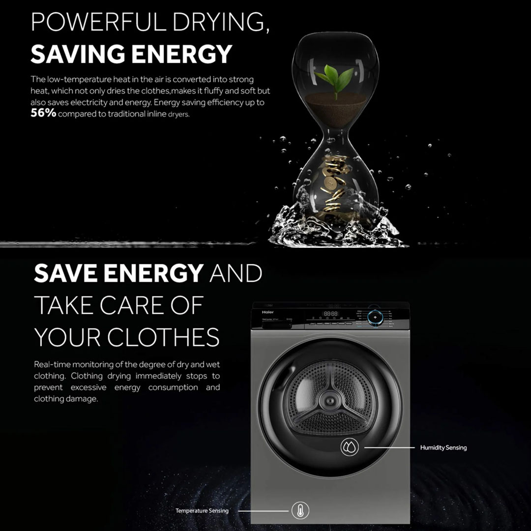 HAIER 10KG Heat Pump Dryer HD100-A2939S | Reversible Tumble | Sensor Dry |  I-Fresh | Dryer with 2 Year Warranty