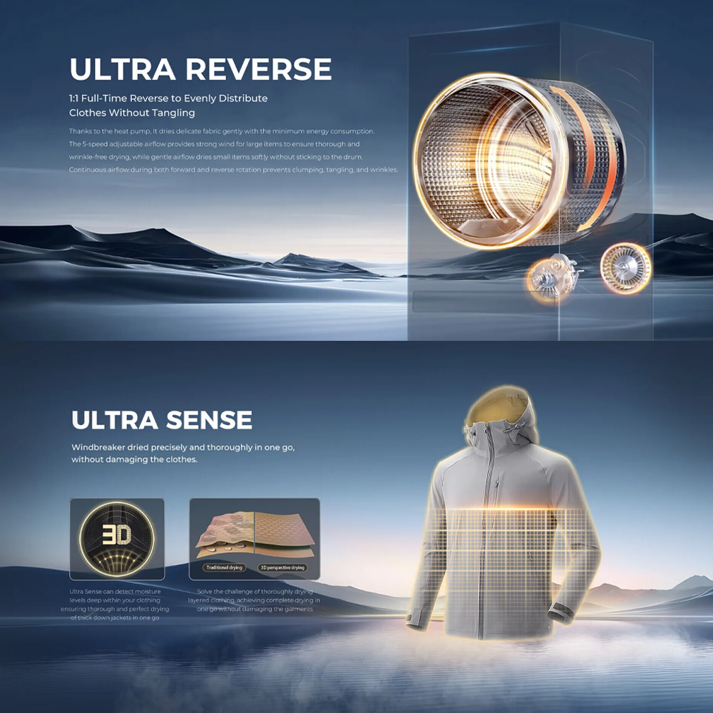 HAIER 14KG Color AI Heat Pump Dryer HD140-AR367S8U1 | Ultra Reverse Tumble | Ultra Sense Function | WIFI Control