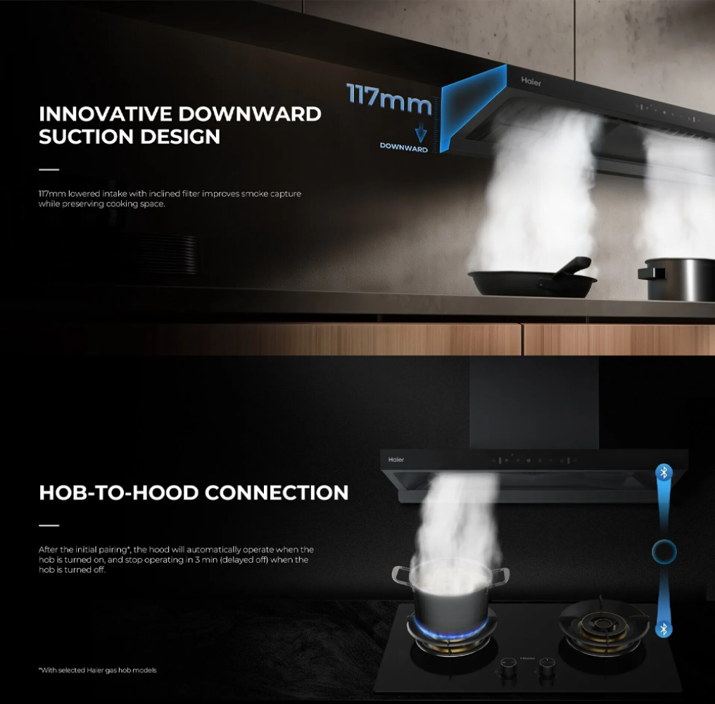 HAIER 2300m³/h Ventilation Hood HH-GT2901 | Oil-Catch Clean-Free Technology | Hood-To-Hood Connection | Haismart App Linkage