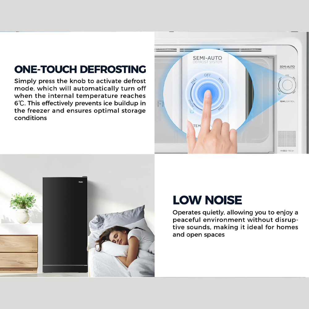 HAIER 208L 1 Door Refrigerator HR-208H | Non-Inverter | Low Energy Consumption | LED Lighting | Direct Cooling