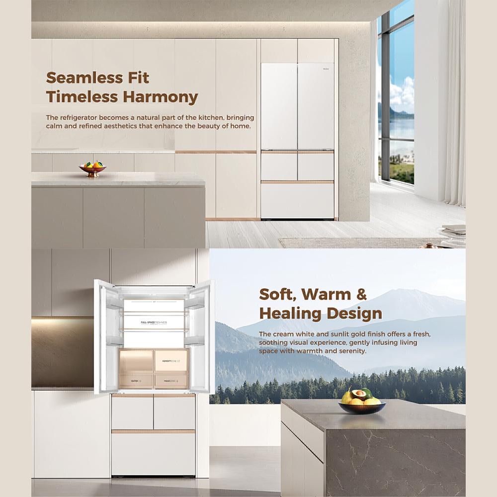 HAIER 616L Multi Doors Twin Inverter Refrigerator HRF-IM616FG(W)U1 | 0cm Seamlessly Built In | Fresher Shield | Smart Ice | HCS Humidity Zone