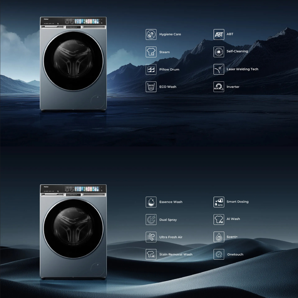 HAIER 14KG/8KG Front Load Color AI Inverter Washer Dryer HWD140-BP14387GNU1 | Ultra Fresh Air | Smart Dosing | Smart Wash