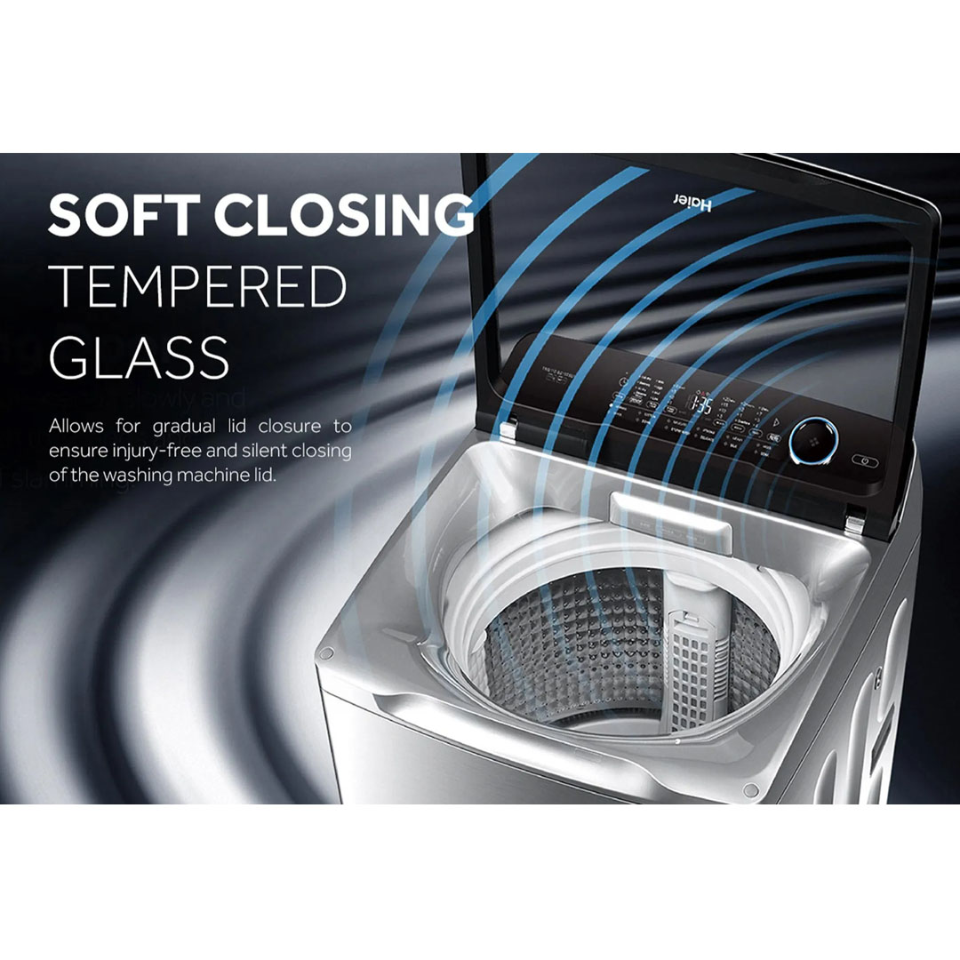 HAIER 12KG / 15KG Top Load Non-Inverter Washing Machine | HWM120-316S6 / HWM150-316S6 | Pillow Drum | Hijab Mode | Soft Closing Tempered Glass Lid | Washing Machine with 2 Year Warranty