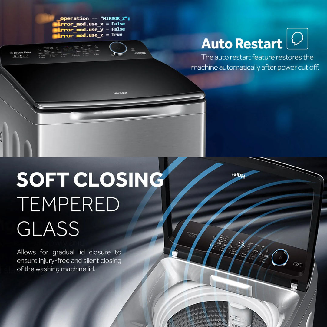 HAIER 9KG Top Load  Washing Machines HWM90-316S6 | Pillow Drum | Hijab Mode | Auto Restart | Anti-Bacterial Pulsator | Washing Machine with 2 Years Warranty