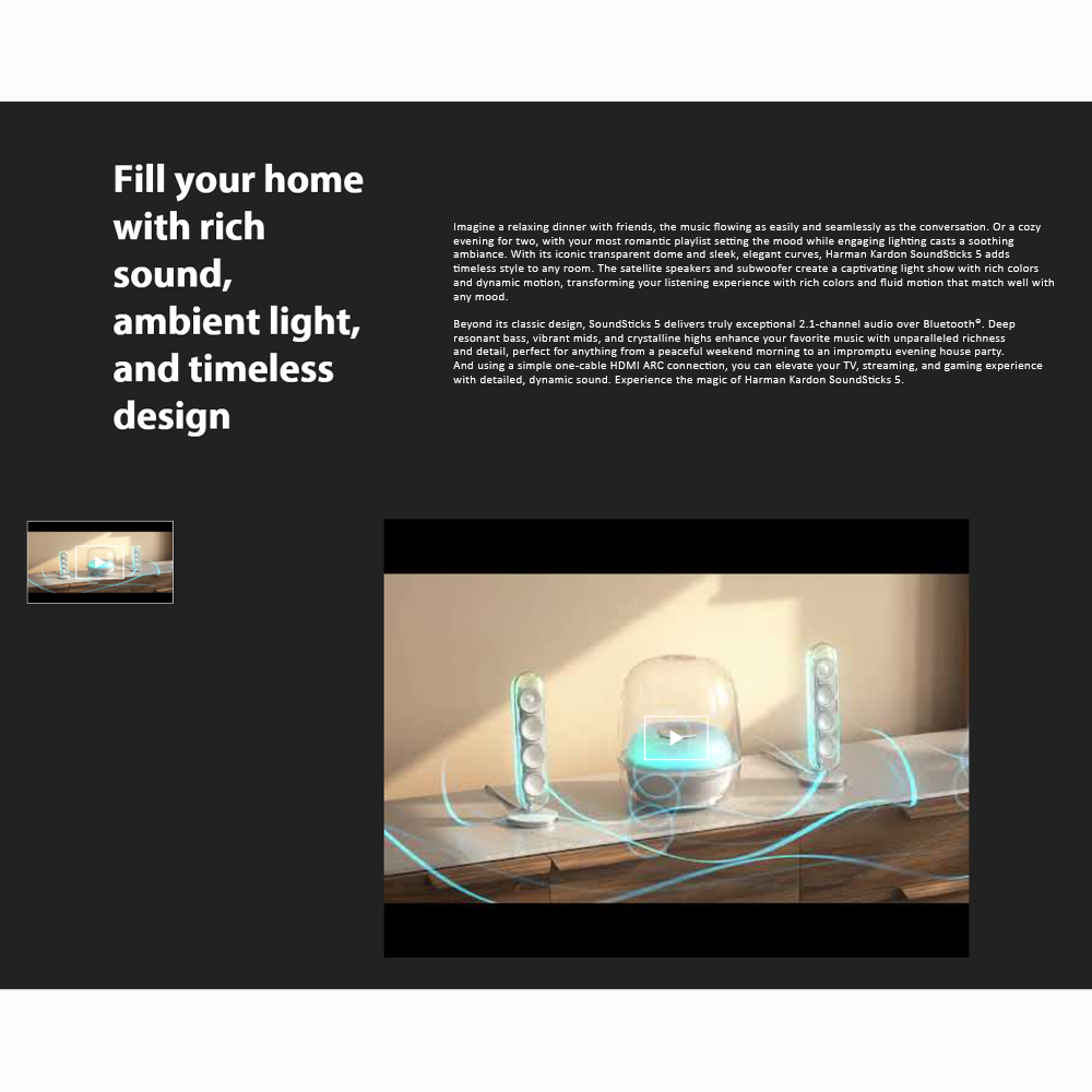 harman kardon Bluetooth Speaker System SoundSticks 5 | Multi-speaker connection by Auracast™ | Wireless Bluetooth Streaming | Bring light to your music