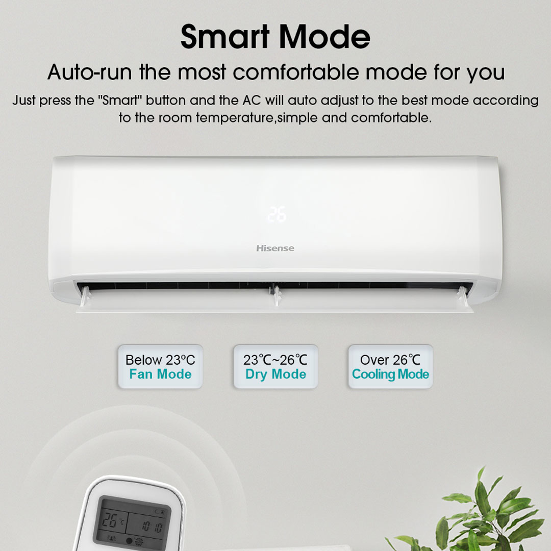 HISENSE 1HP R32 Non-Inverter Wall Mount Air Conditioner AN09CBG | LED display | Super Quite Mode | Gas Leaking Detection | Smart Mode - Auto run | Air Conditioner with 2 Years Warranty